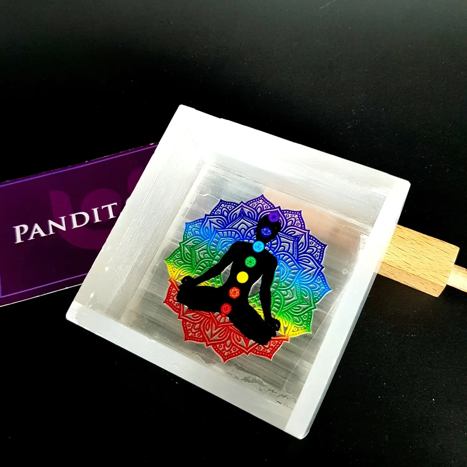Selenite 7 Chakra Buddha Square Charging Bowl - Image 7
