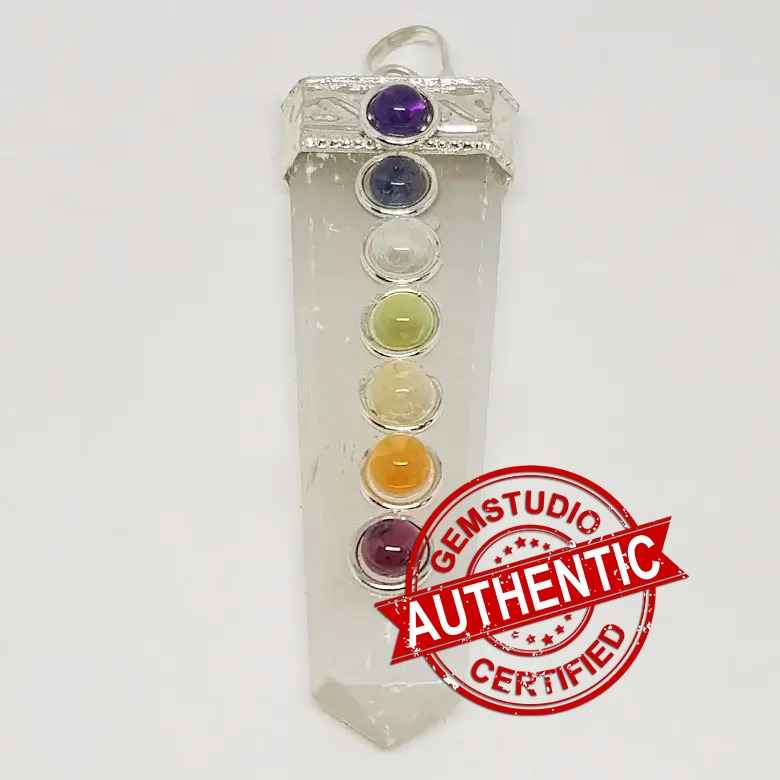 Selenite 7 Chakra Pencil Pendant - Image 5