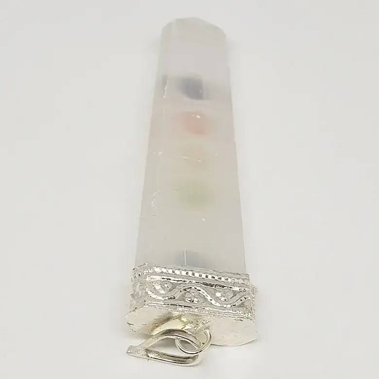 Selenite 7 Chakra Pencil Pendant - Image 7