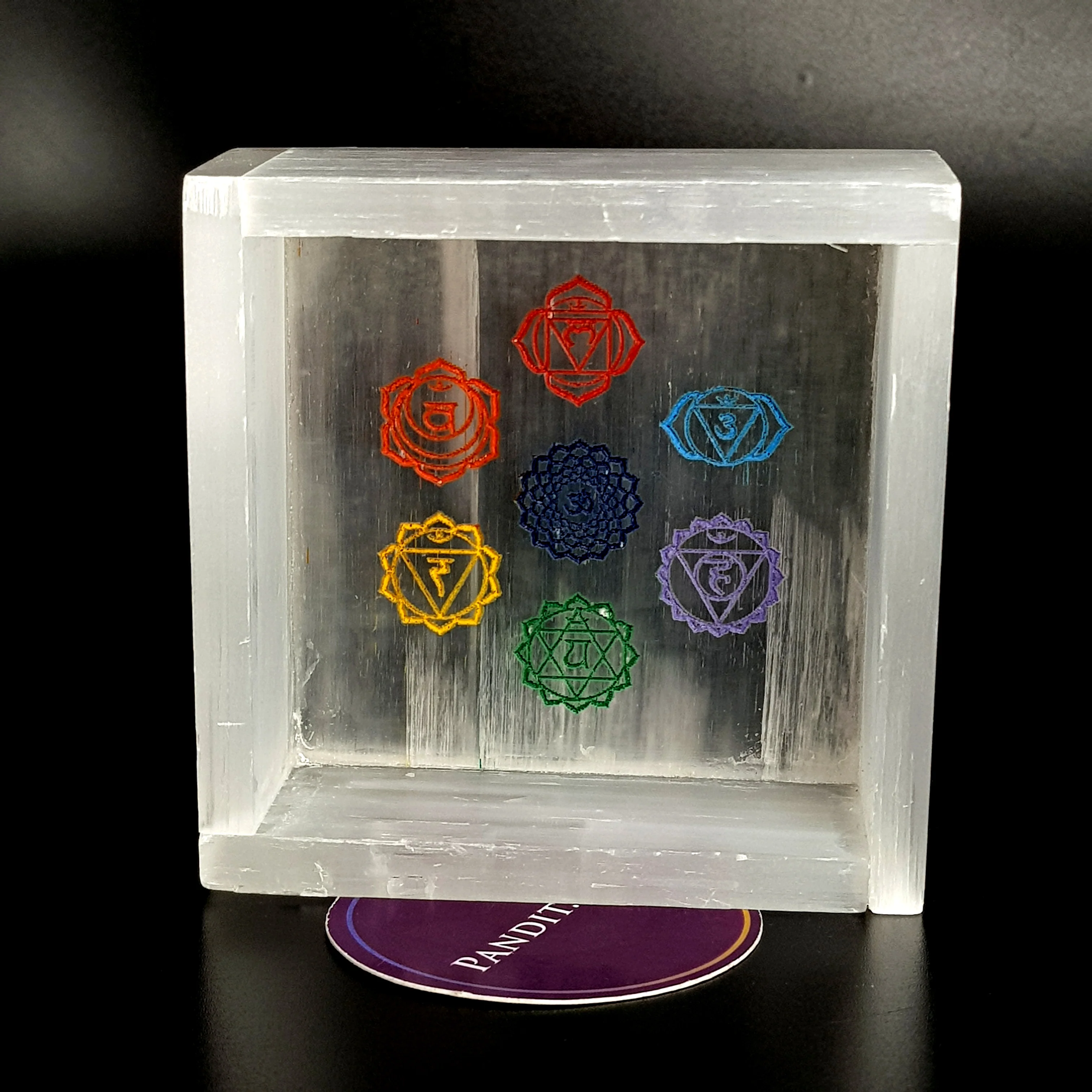 Selenite 7 Chakra Square Charging Bowl - Image 4