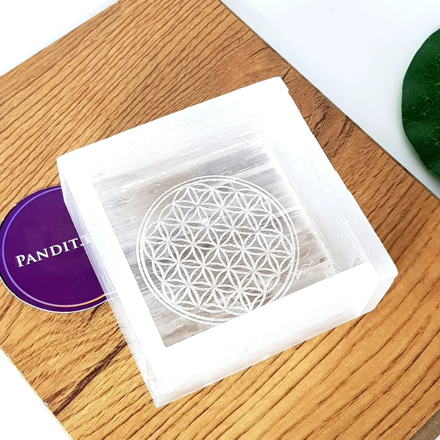 Selenite Flower of Life Square Charging Bowl - Image 3