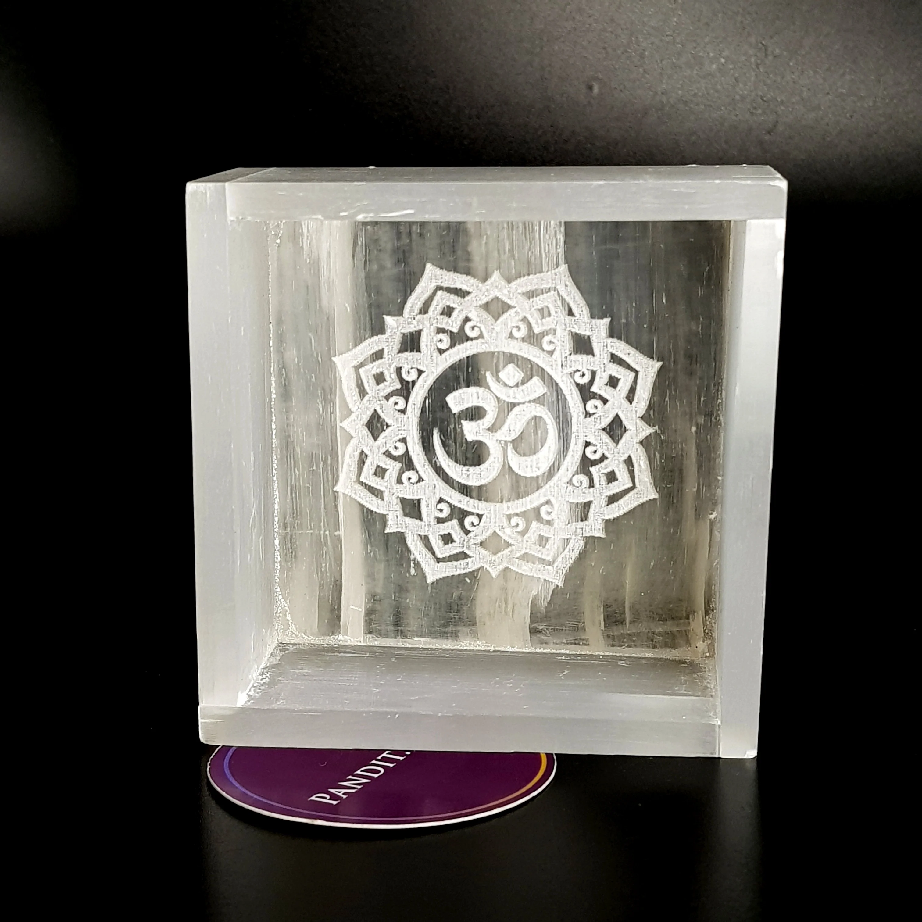 Selenite Om Symbol Square Charging Bowl - Image 4