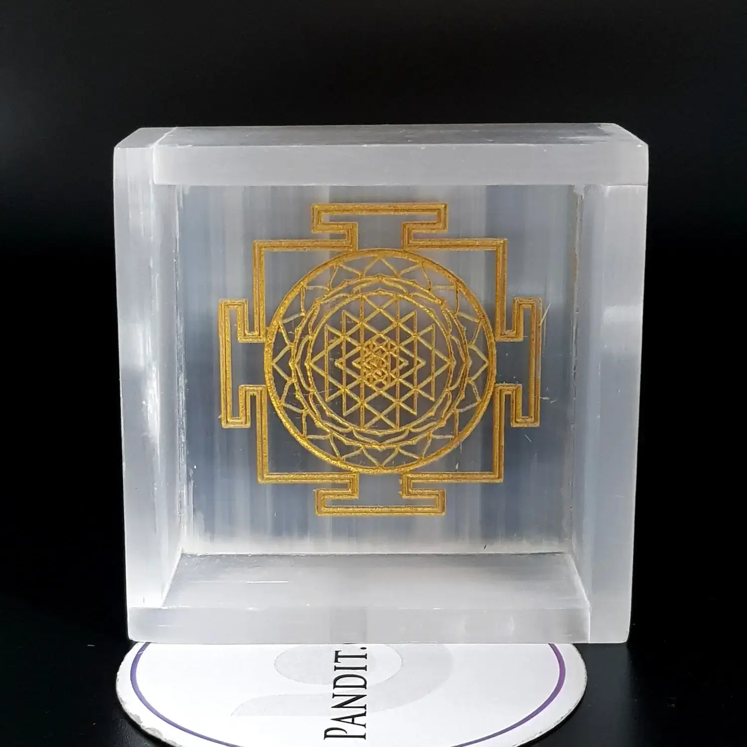 Selenite Shree Yantra Square Charging Bowl - Image 11