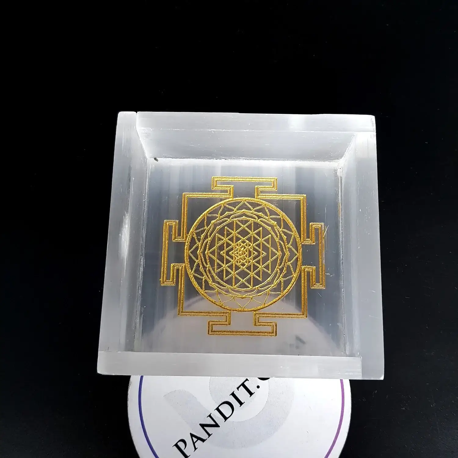 Selenite Shree Yantra Square Charging Bowl - Image 12