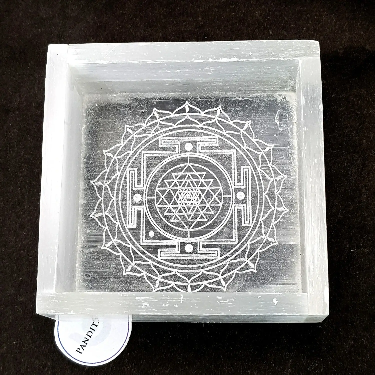 Selenite Shree Yantra Square Charging Bowl - Image 4