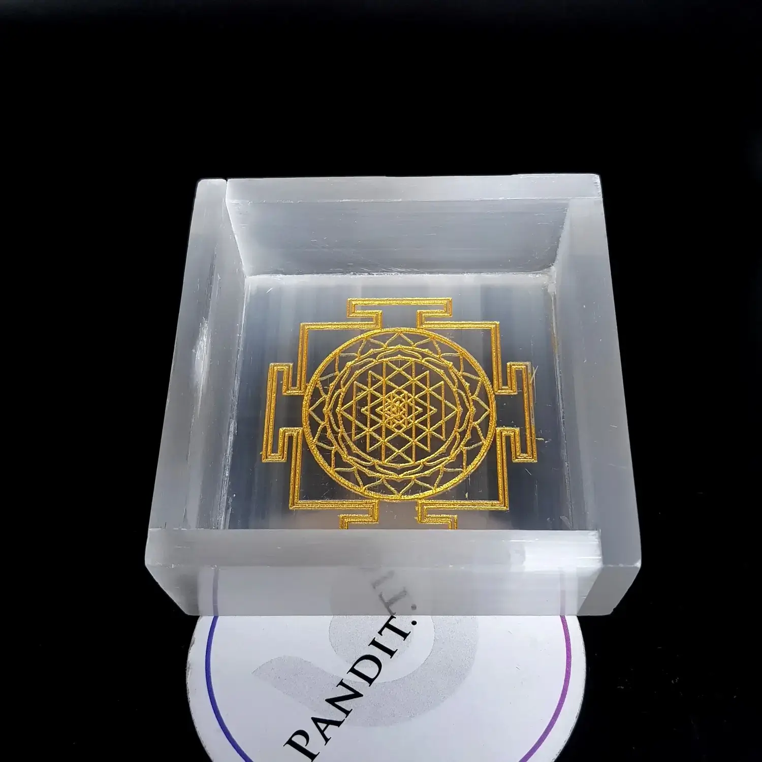 Selenite Shree Yantra Square Charging Bowl - Image 7