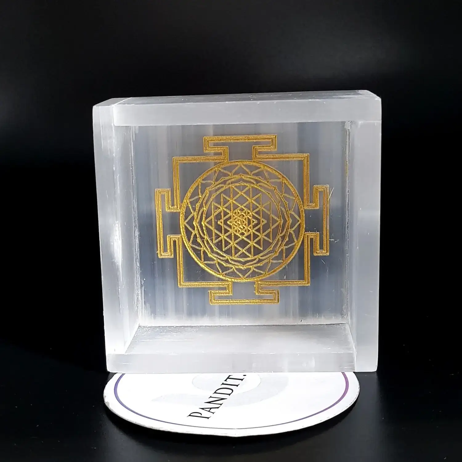 Selenite Shree Yantra Square Charging Bowl - Image 9