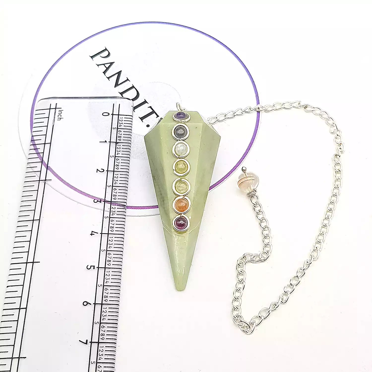 Serpentine 7 Chakra Dowsing Pendulum - To Align Chakras - Image 5