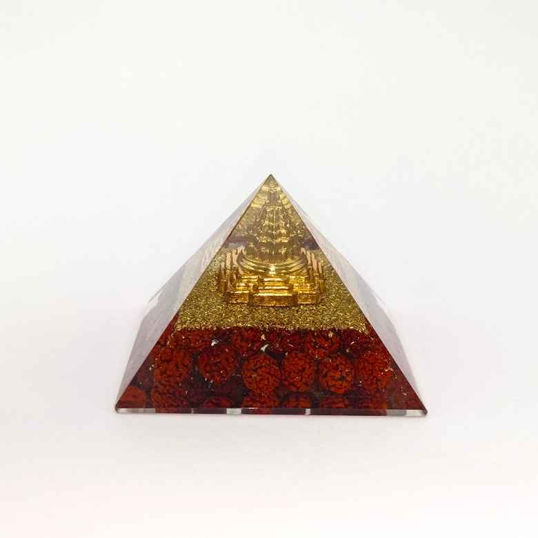 Shree Yantra Orgone Pyramid with Rudraksha Beads - Image 5