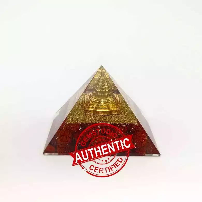 Shree Yantra Orgone Pyramid with Rudraksha Beads - Image 6