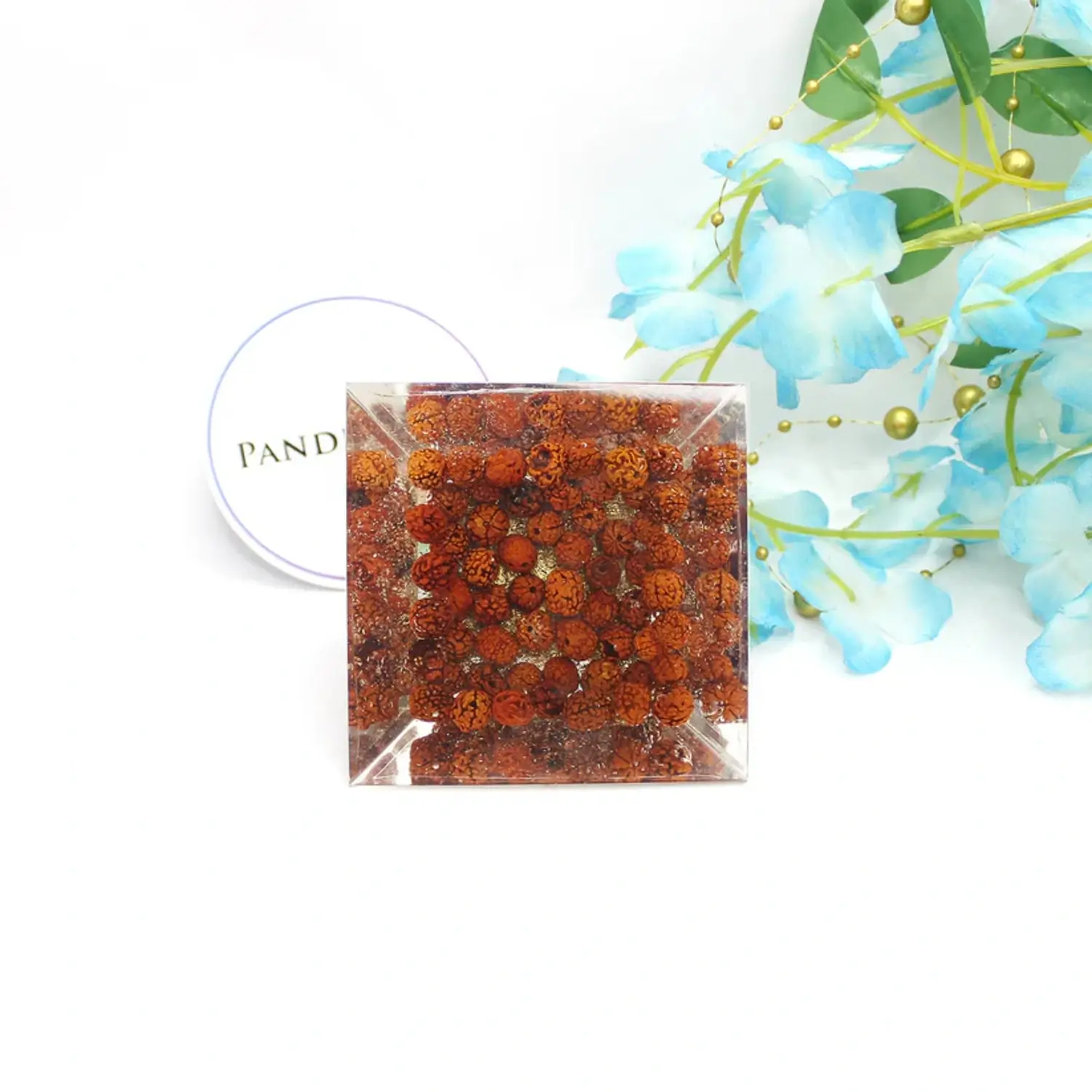 Shri Kuber Pyramid Yantra with 5 Mukhi Rudraksha Beads - Image 3