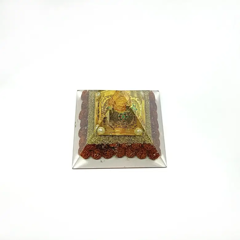 Shri Kuber Pyramid Yantra with 5 Mukhi Rudraksha Beads - Image 5