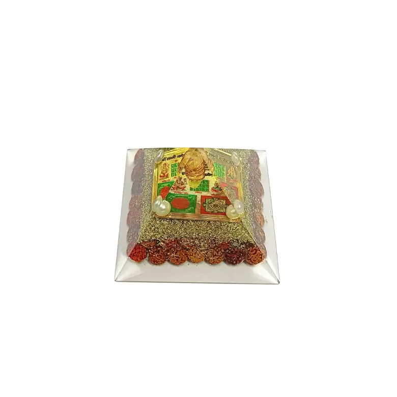 Shri Lakshmi Ganesh Pyramid Yantra with 5 Mukhi Rudraksha Beads - Image 5
