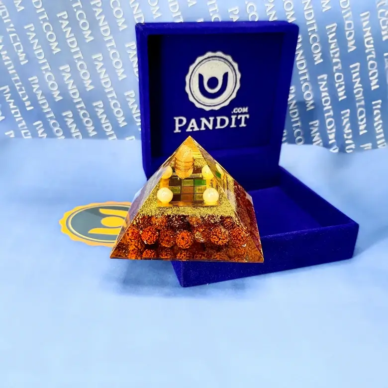 Shri Navgrah Pyramid Yantra with 5 Mukhi Rudraksha Beads - Image 4