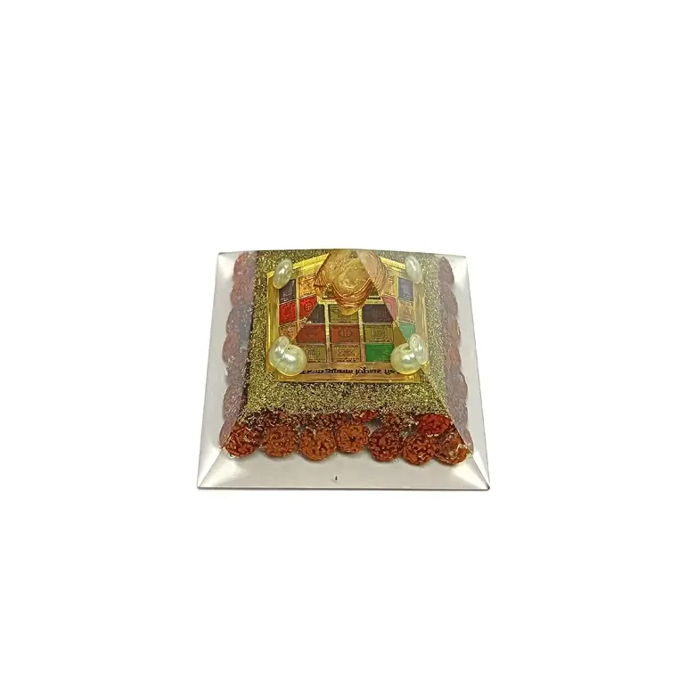 Shri Navgrah Pyramid Yantra with 5 Mukhi Rudraksha Beads - Image 5