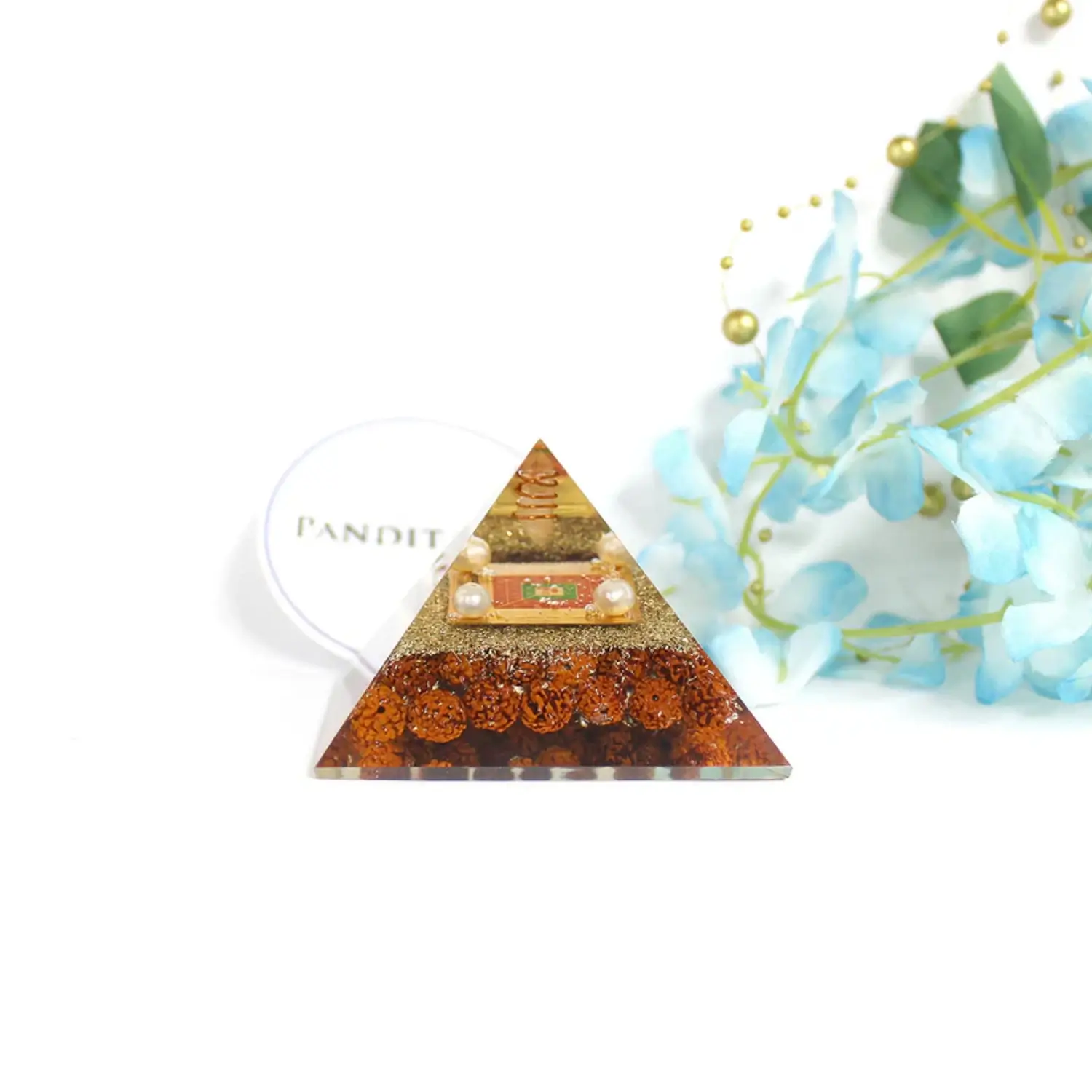 Shri Santan Gopal Pyramid Yantra with 5 Mukhi Rudraksha Beads - Image 2