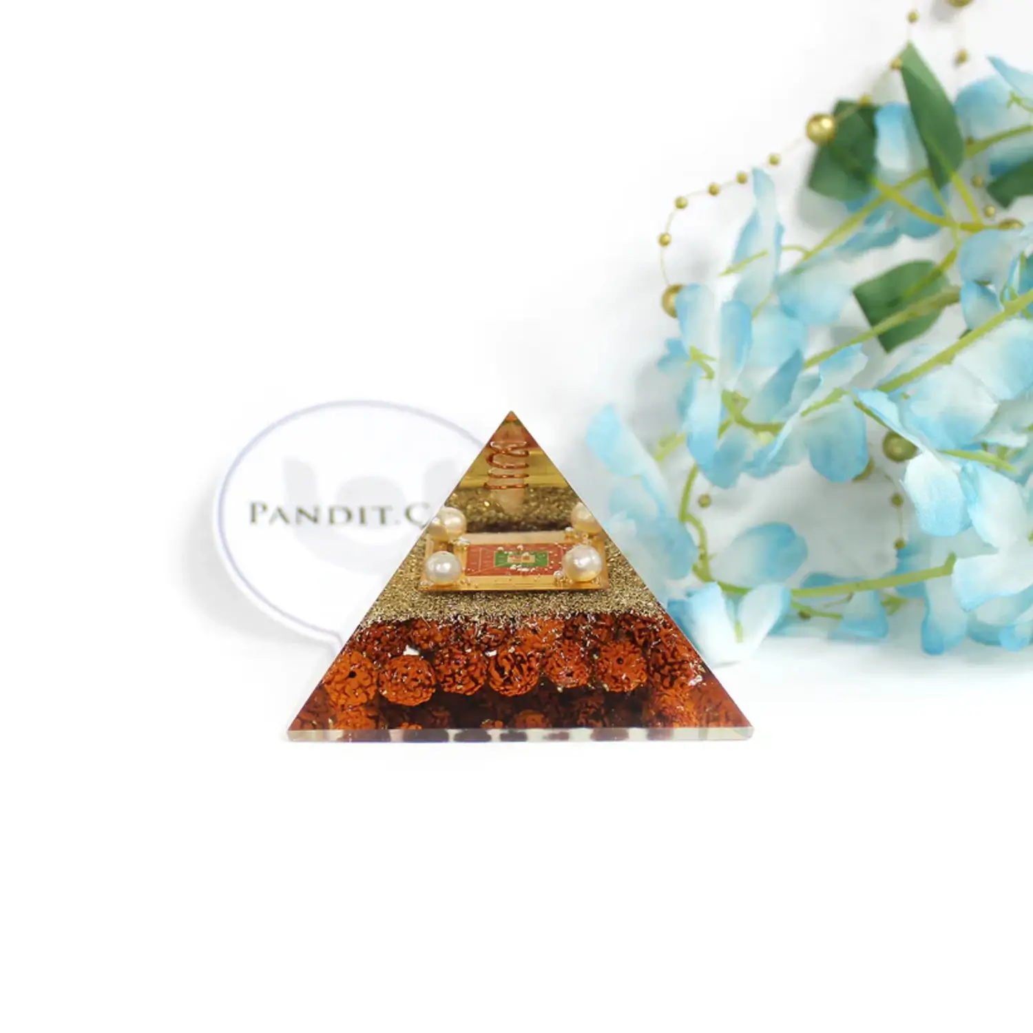 Shri Santan Gopal Pyramid Yantra with 5 Mukhi Rudraksha Beads - Image 3