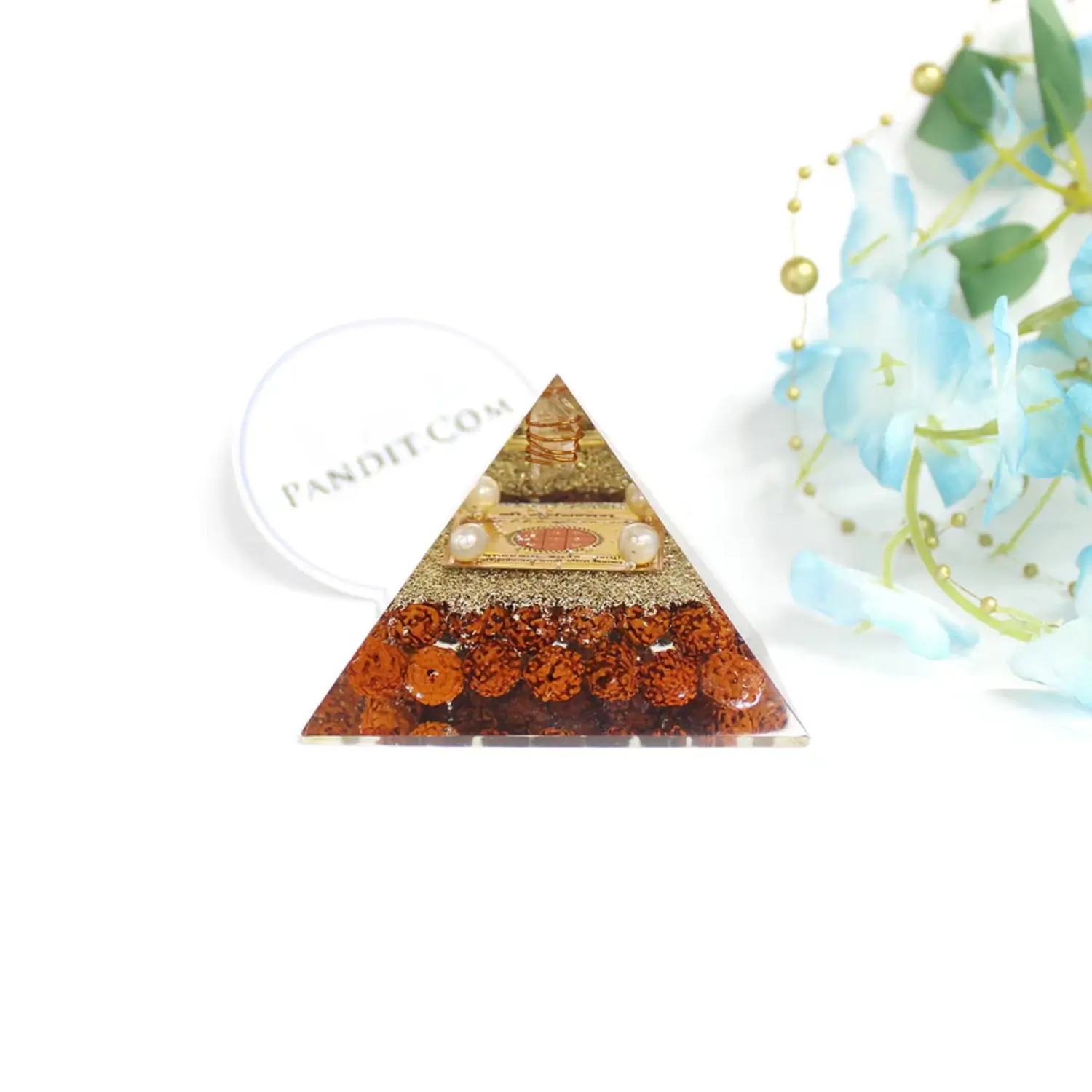Shri Surya Pyramid Yantra with 5 Mukhi Rudraksha Beads - Image 3