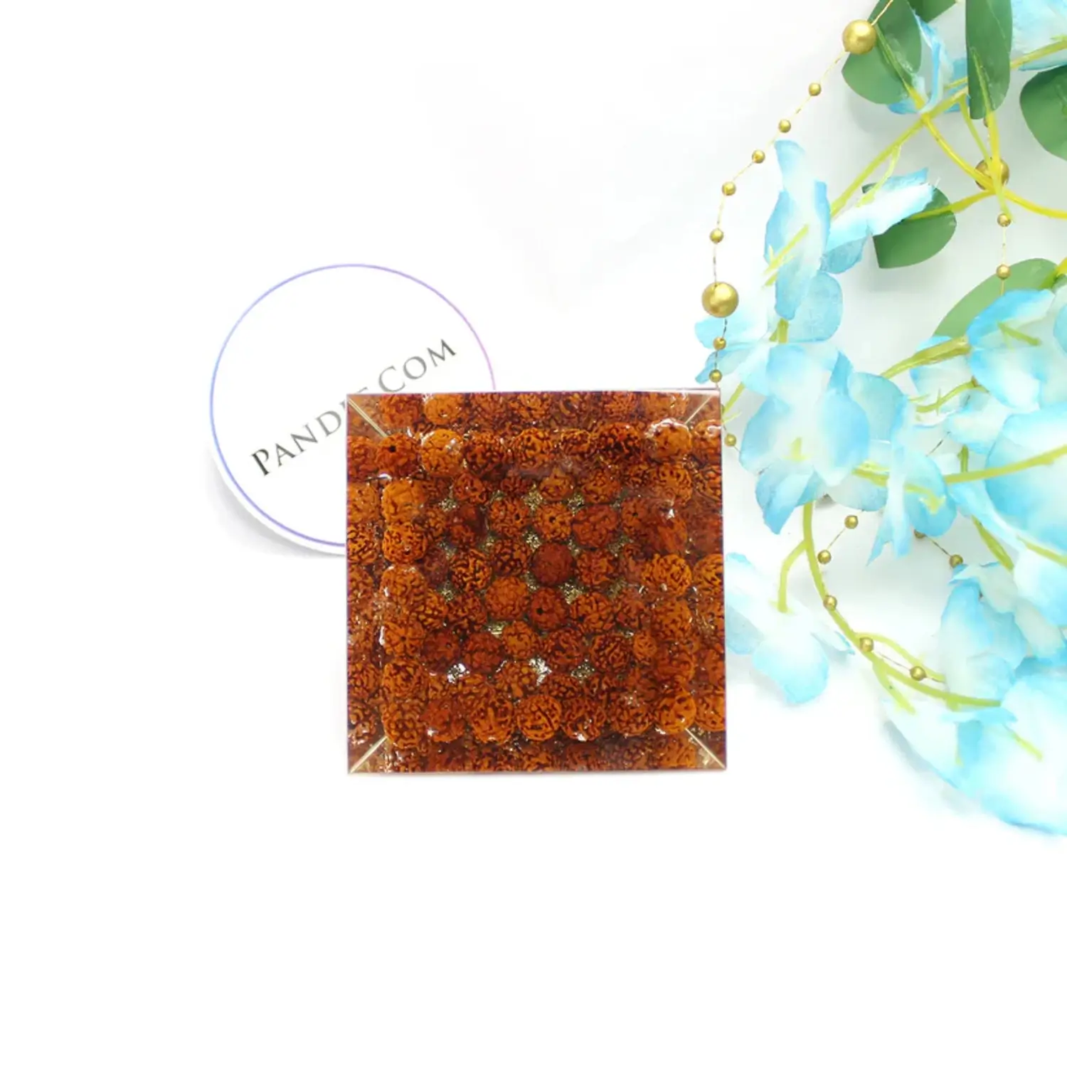 Shri Surya Pyramid Yantra with 5 Mukhi Rudraksha Beads - Image 4