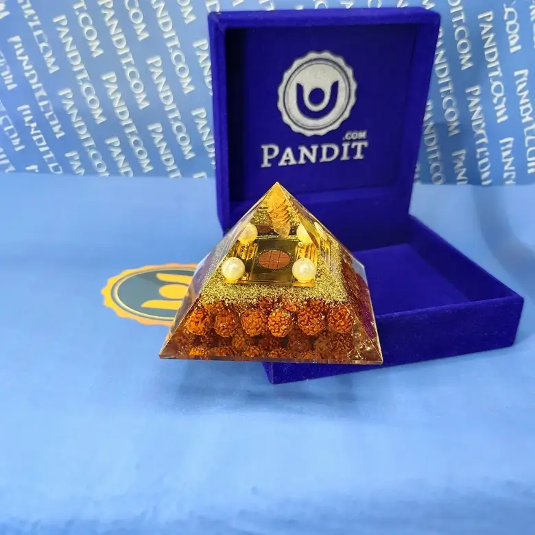 Shri Surya Pyramid Yantra with 5 Mukhi Rudraksha Beads - Image 5