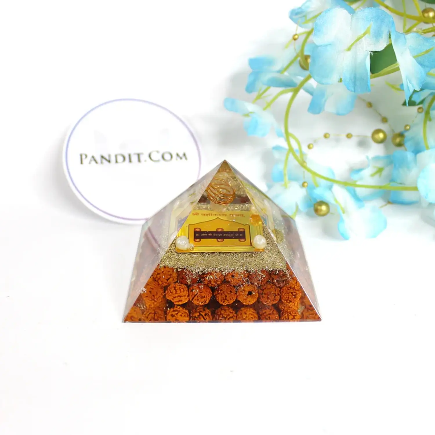 Shri Vashikaran Pyramid Yantra with 5 Mukhi Rudraksha Beads