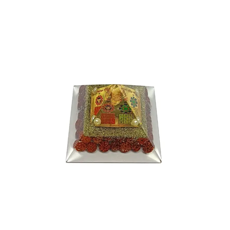 Shri Vyapar Vridhi Pyramid Yantra with 5 Mukhi Rudraksha Beads - Image 5