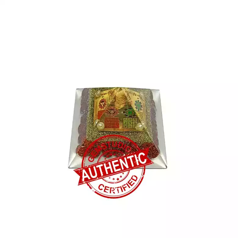 Shri Vyapar Vridhi Pyramid Yantra with 5 Mukhi Rudraksha Beads - Image 6