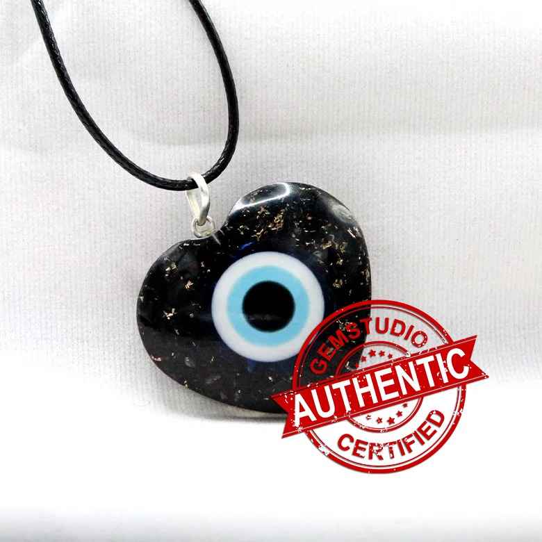 Shungite Evil Eye Heart Shaped Pendant - Image 3