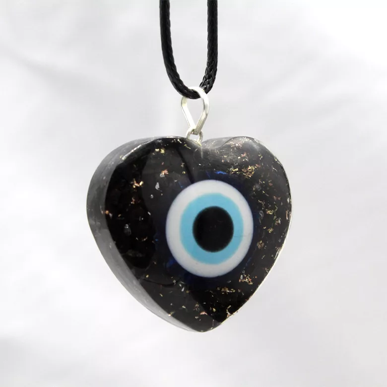 Shungite Evil Eye Heart Shaped Pendant - Image 5