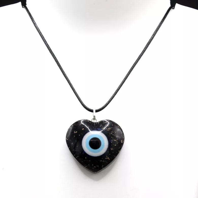 Shungite Evil Eye Heart Shaped Pendant - Image 7