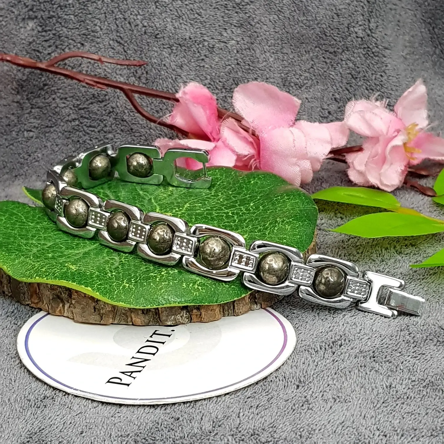 Silver Plated Pyrite Bracelet