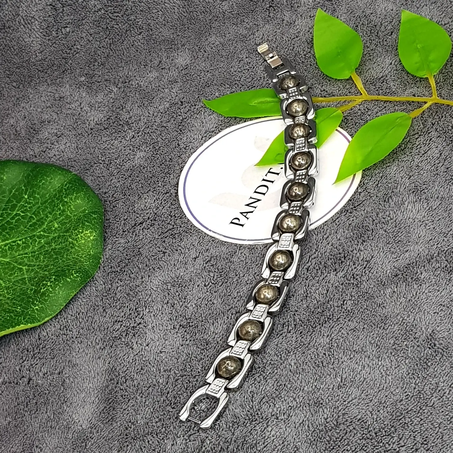 Silver Plated Pyrite Bracelet - Image 2