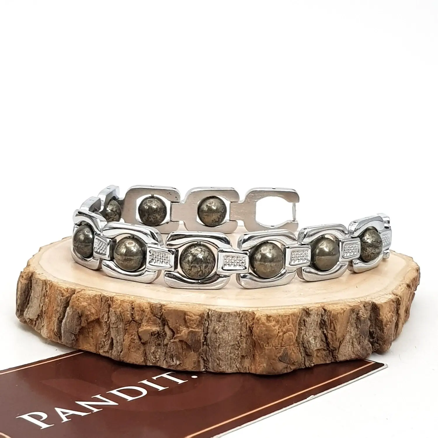 Silver Plated Pyrite Bracelet - Image 3