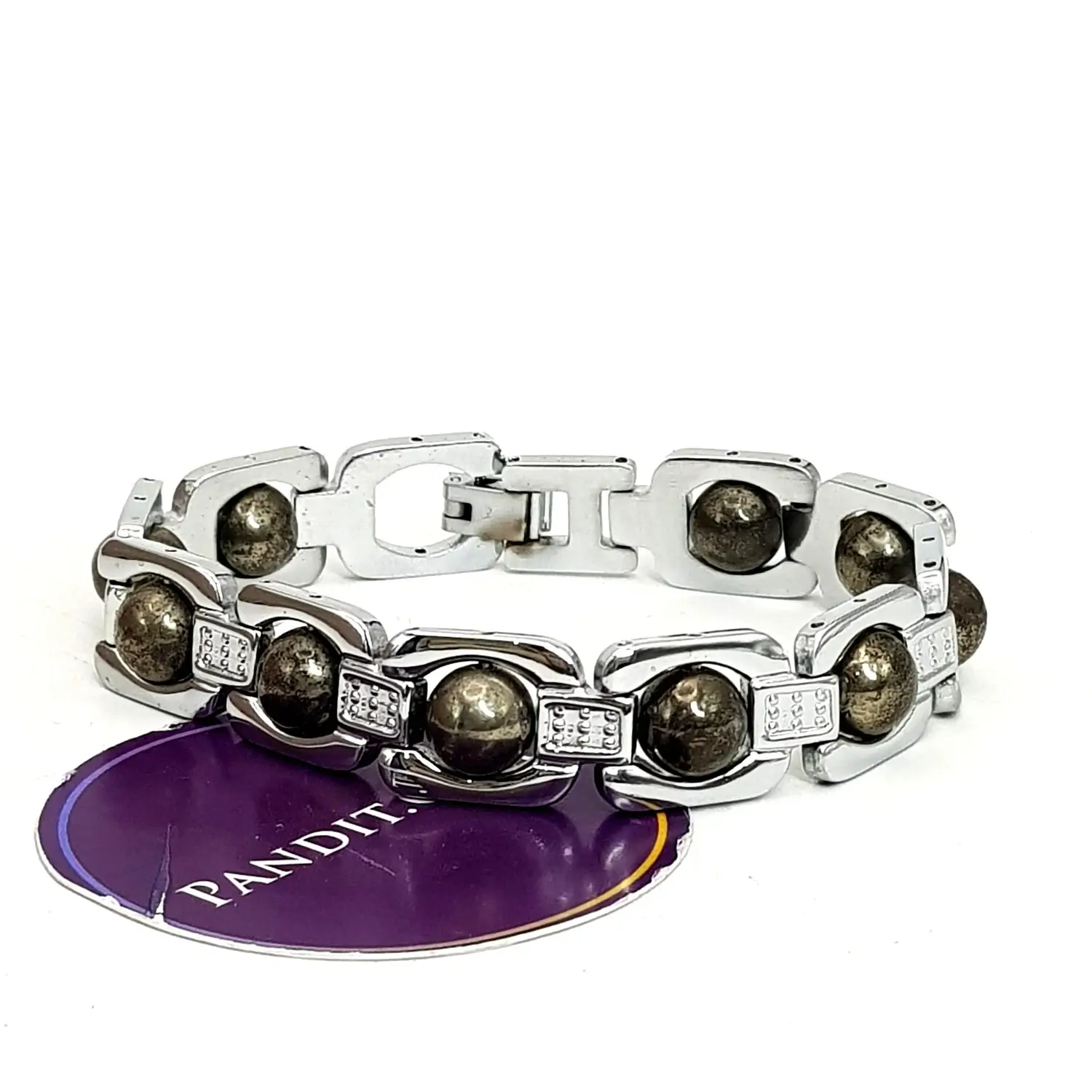 Silver Plated Pyrite Bracelet - Image 4