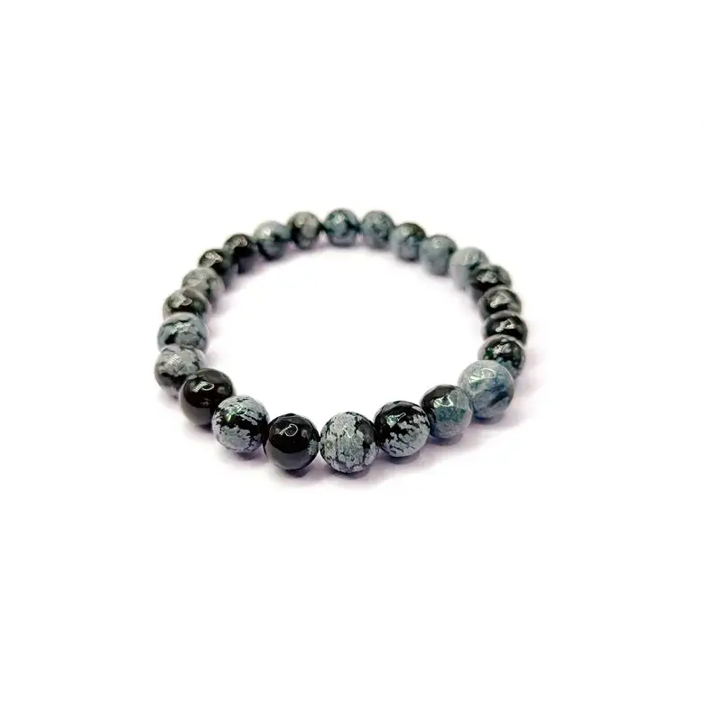 Snowflake Obsidian Diamond Cut Bracelet - For Career Growth - Image 6