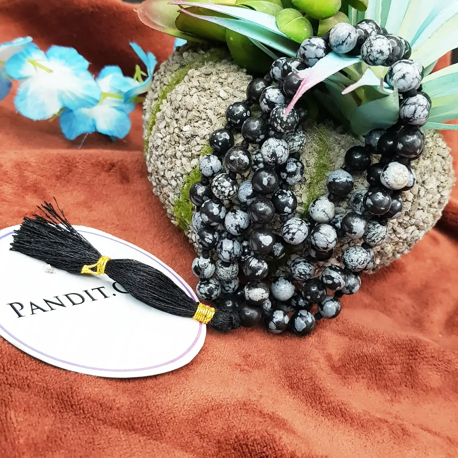 Snowflake Obsidian Mala - To Control Anger & Jealousy