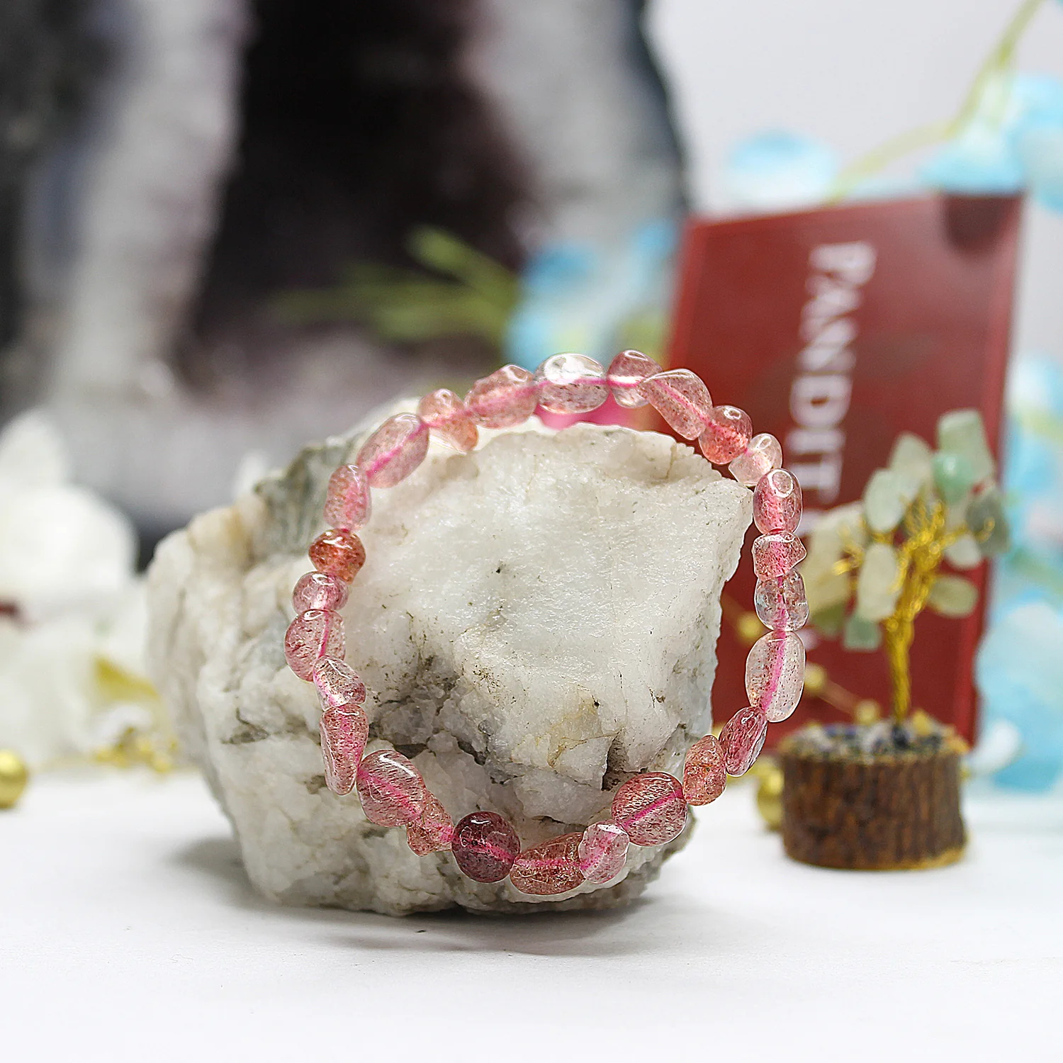 Strawberry Quartz Tumble Bracelet - To Achieve Life Goals