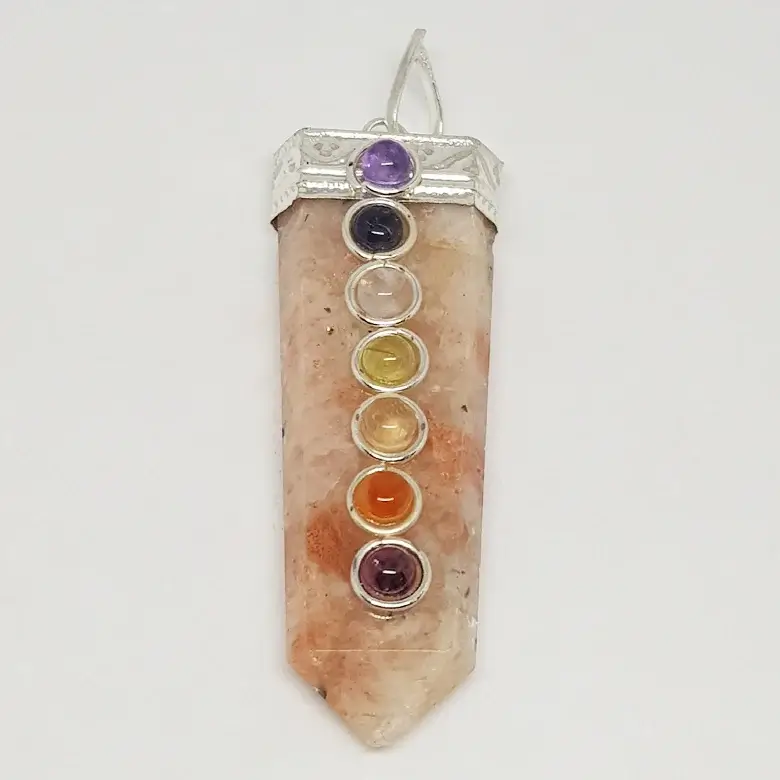 Sunstone 7 Chakra Pencil Pendant - Image 4