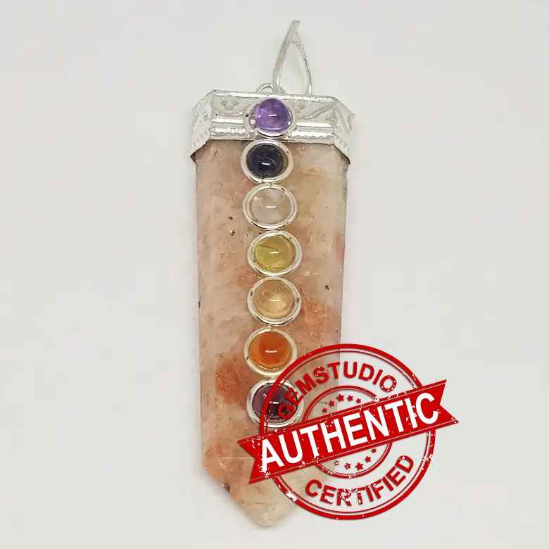 Sunstone 7 Chakra Pencil Pendant - Image 5
