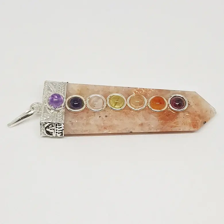 Sunstone 7 Chakra Pencil Pendant - Image 6