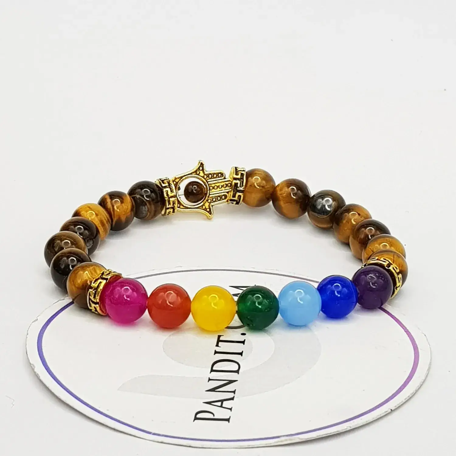 Tiger 7 Chakra with Hamza Symbol Bracelet - To Keep Diseases Away - Image 3