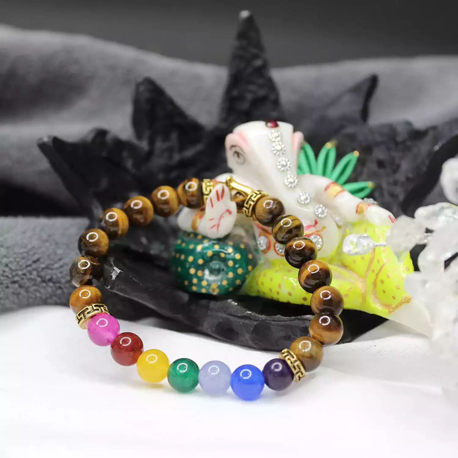 Tiger 7 Chakra with Hamza Symbol Bracelet - To Keep Diseases Away - Image 4