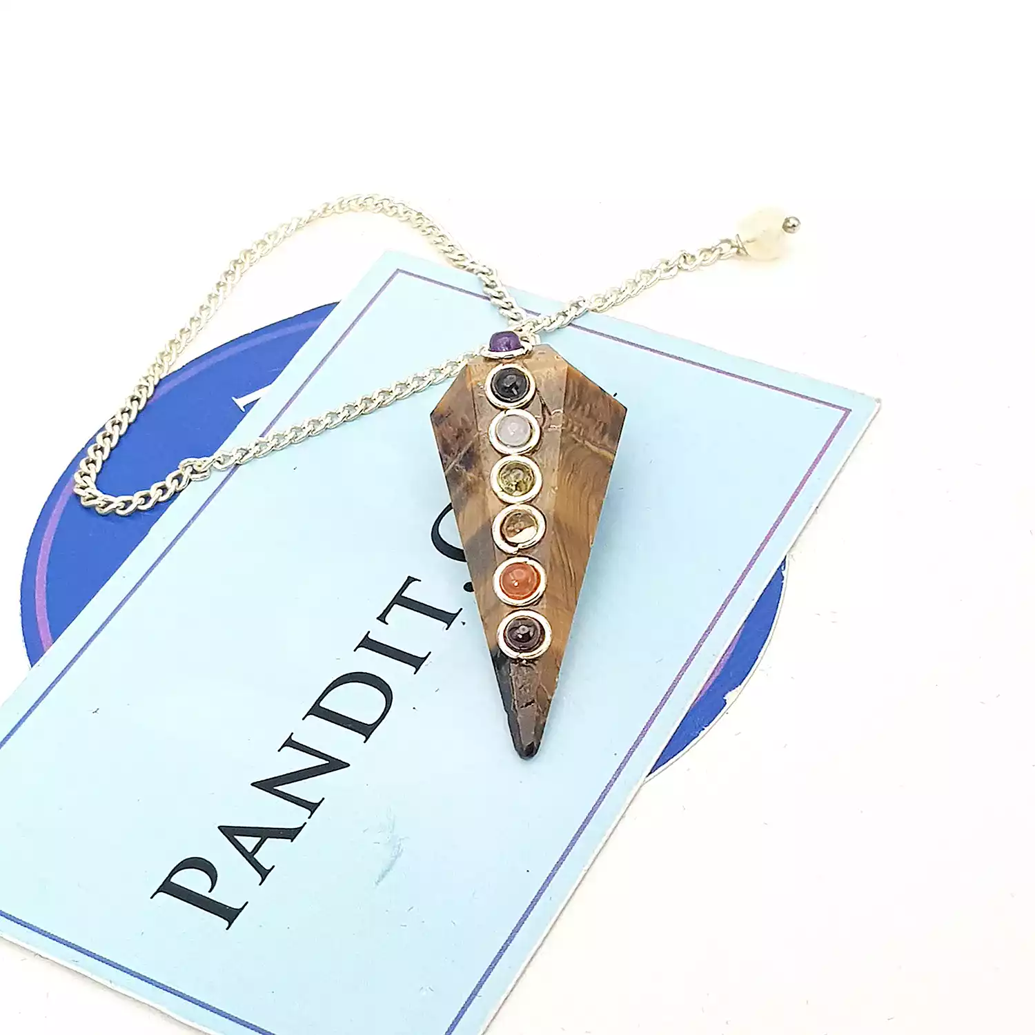 Tiger Eye 7 Chakra Dowsing Pendulum - To Detect Stuck Energy - Image 3