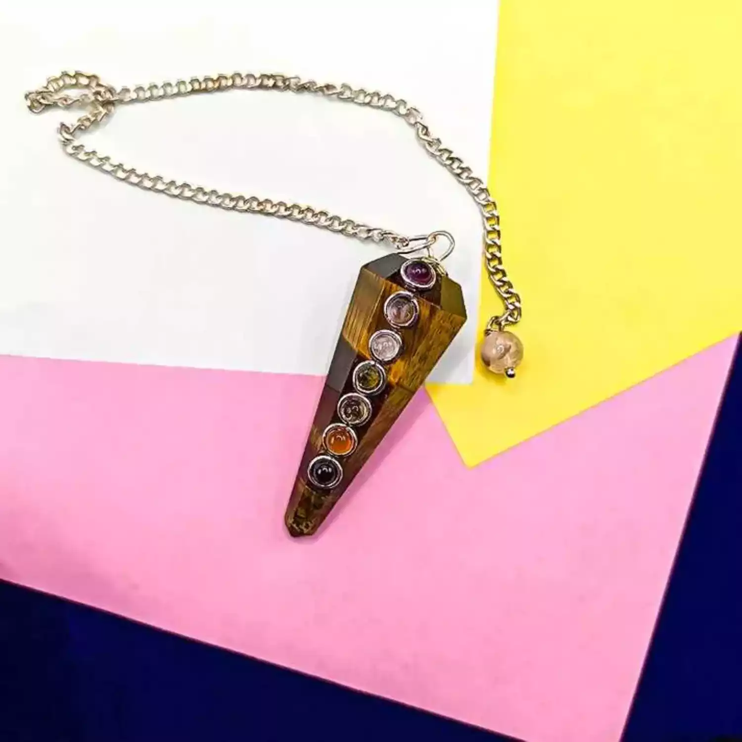 Tiger Eye 7 Chakra Dowsing Pendulum - To Detect Stuck Energy - Image 4