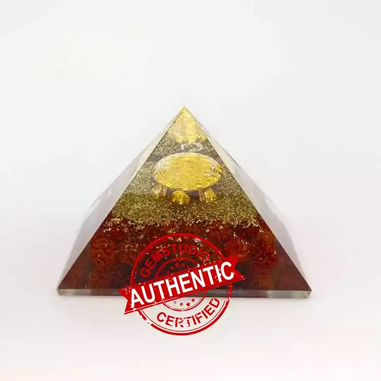 Tortoise Orgone Pyramid with Rudraksha Beads - Image 6