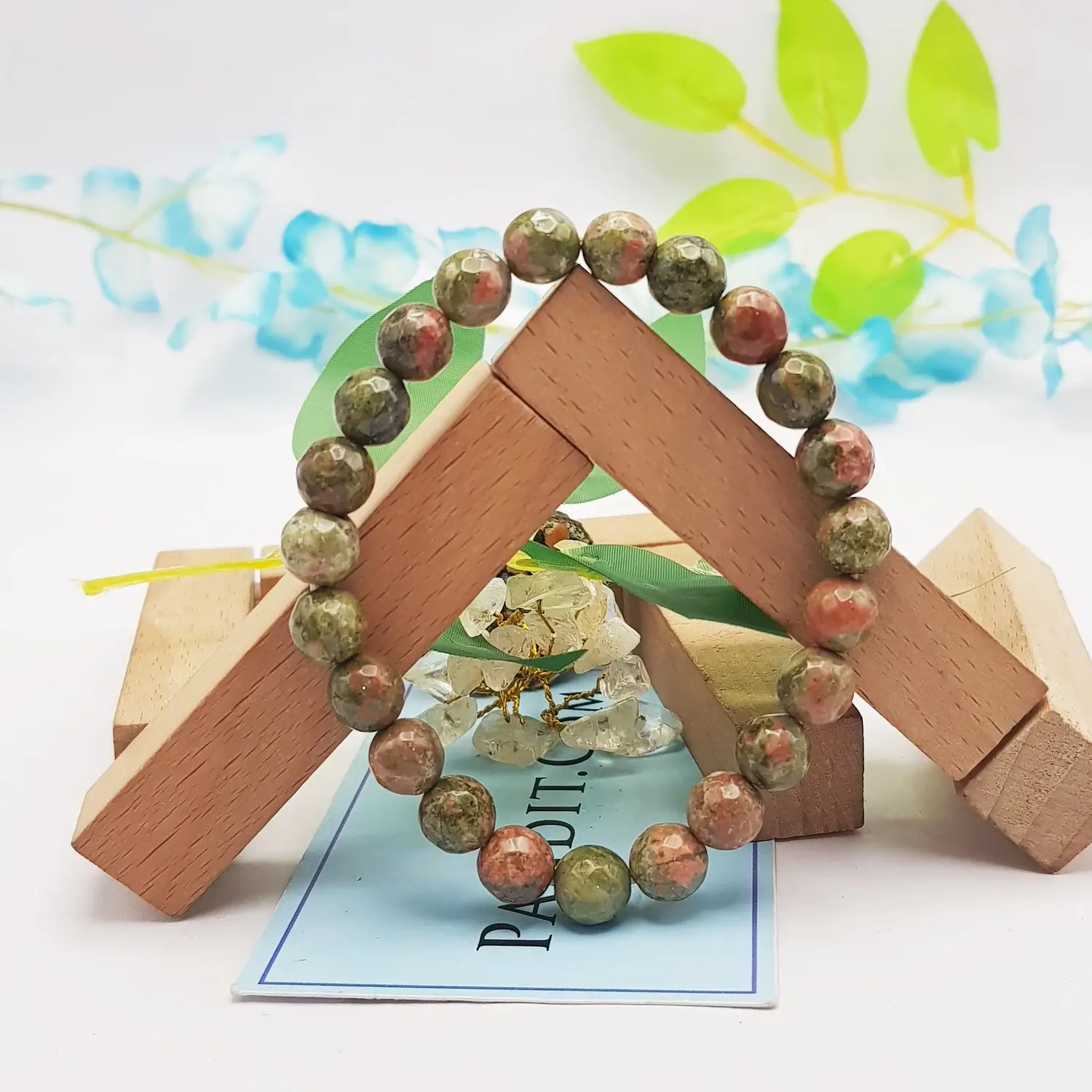 Unakite Diamond Cut Bracelet - For Overall Protection - Image 2