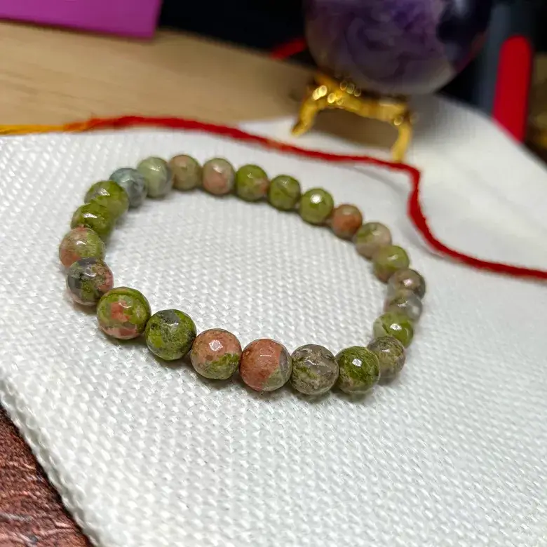 Unakite Diamond Cut Bracelet - For Overall Protection - Image 4