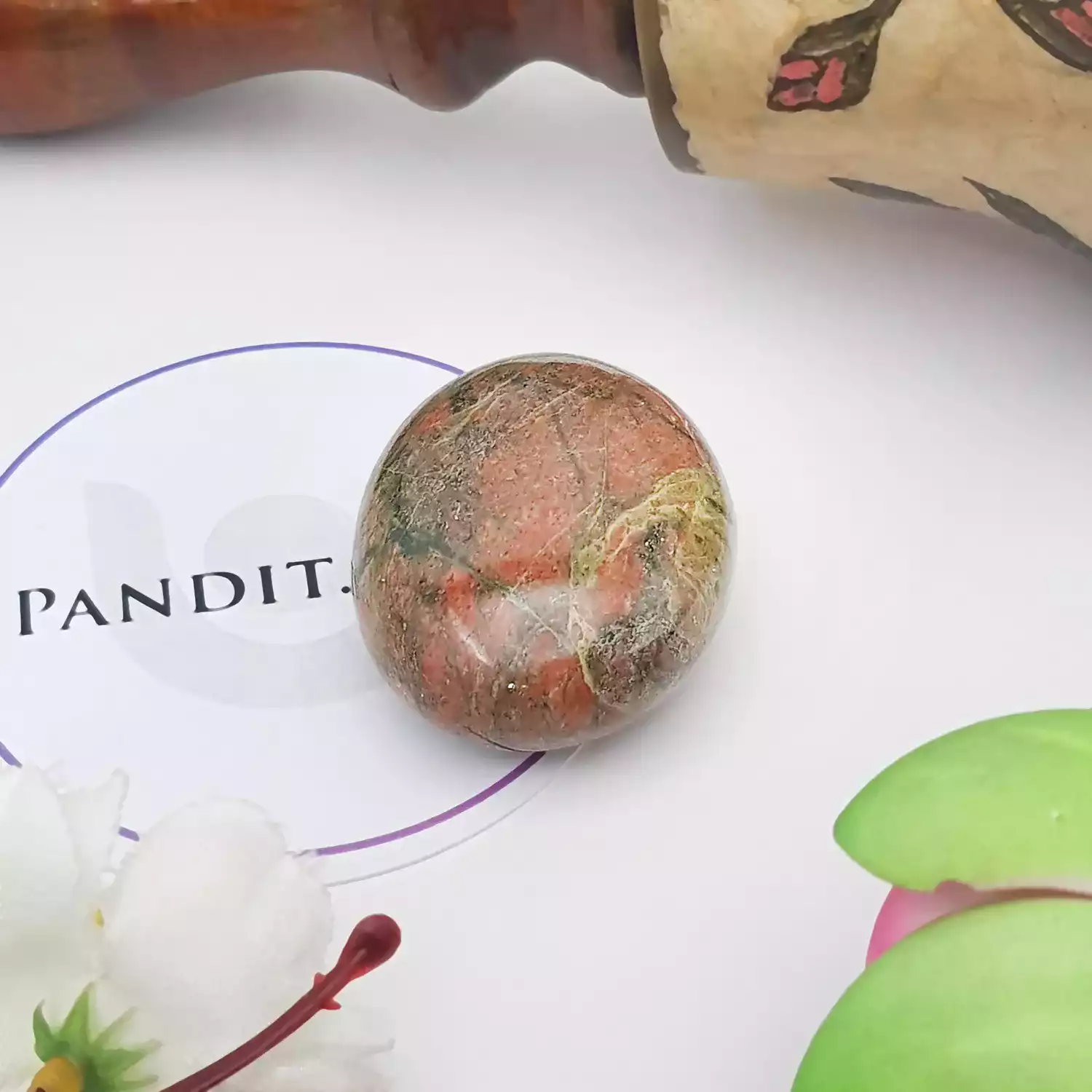 Unakite Healing Crystal Palm Stone - Image 3
