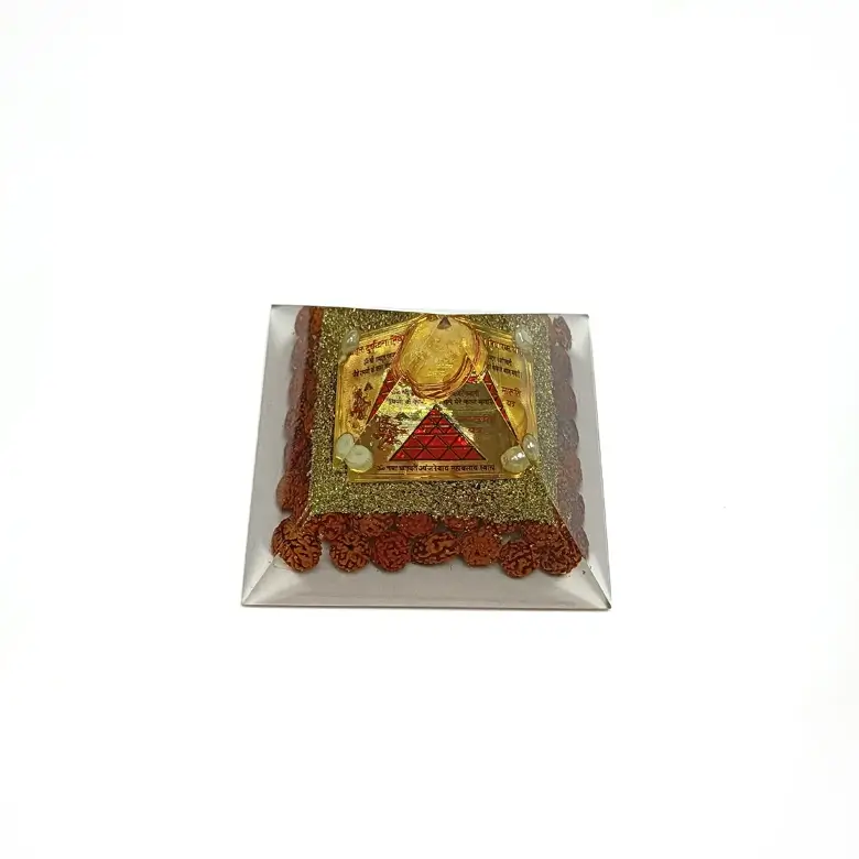 Vahan Durghatna Nivaran Pyramid Yantra with 5 Mukhi Rudraksha Beads - Image 5