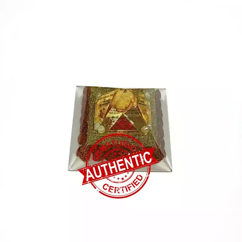 Vahan Durghatna Nivaran Pyramid Yantra with 5 Mukhi Rudraksha Beads - Image 6
